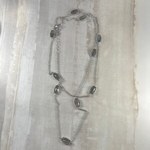 Kendra Scott Kellie Black Mother of Pearl Elegant Silver Necklace